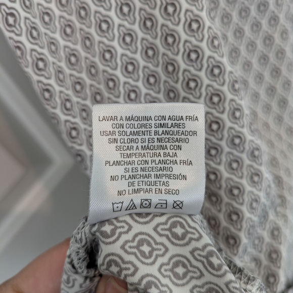 Brown & Off White Patterned Silky V Neck Night Gown Pajama House Dress - Picture 10 of 10